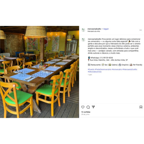 MesasBares |Cliente - Mercearia do Alto - Bar, Restaurante e Empório - Alto da Boa Vista, São Paulo - SP